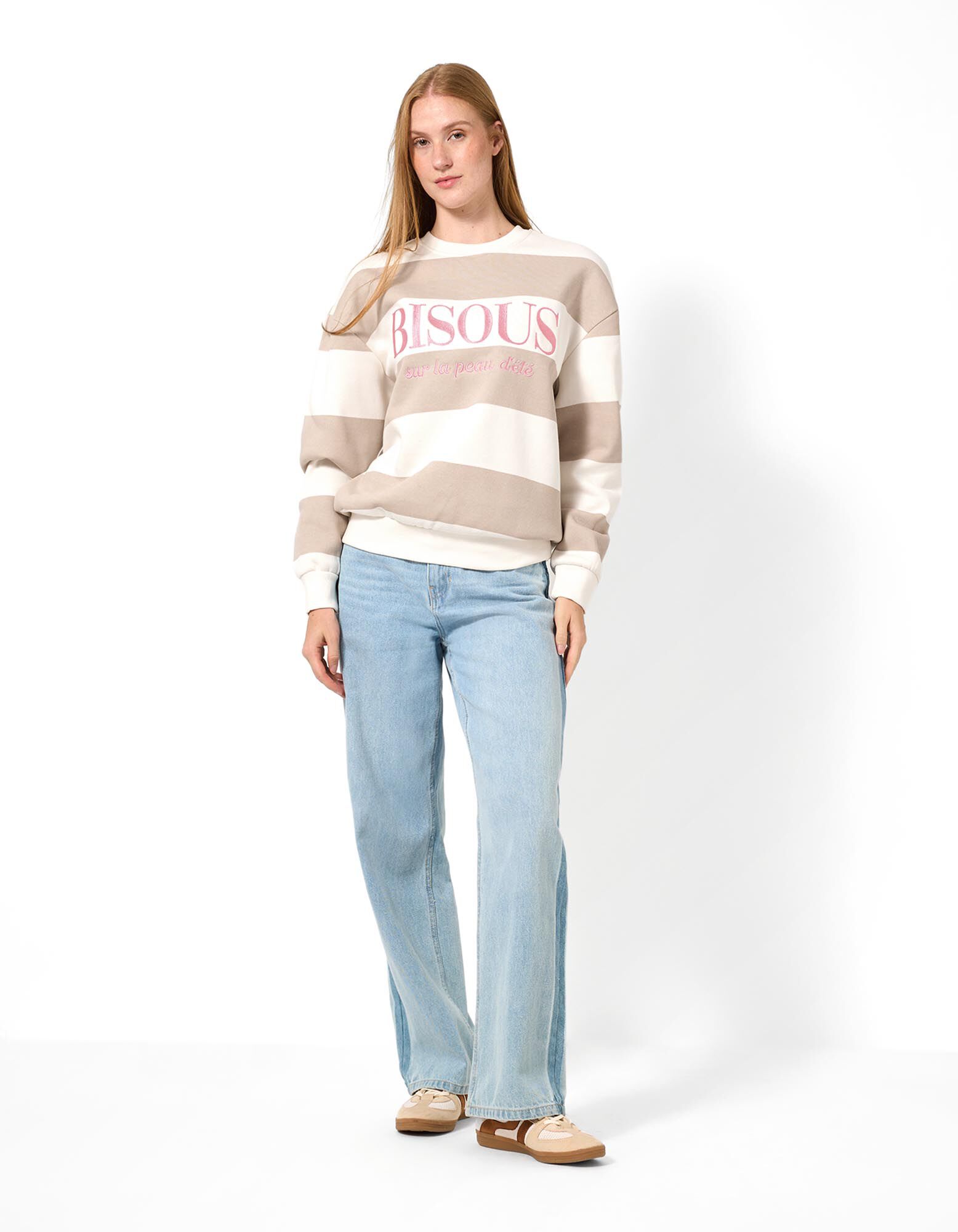 Sweatshirt - Messageprint - Beige
