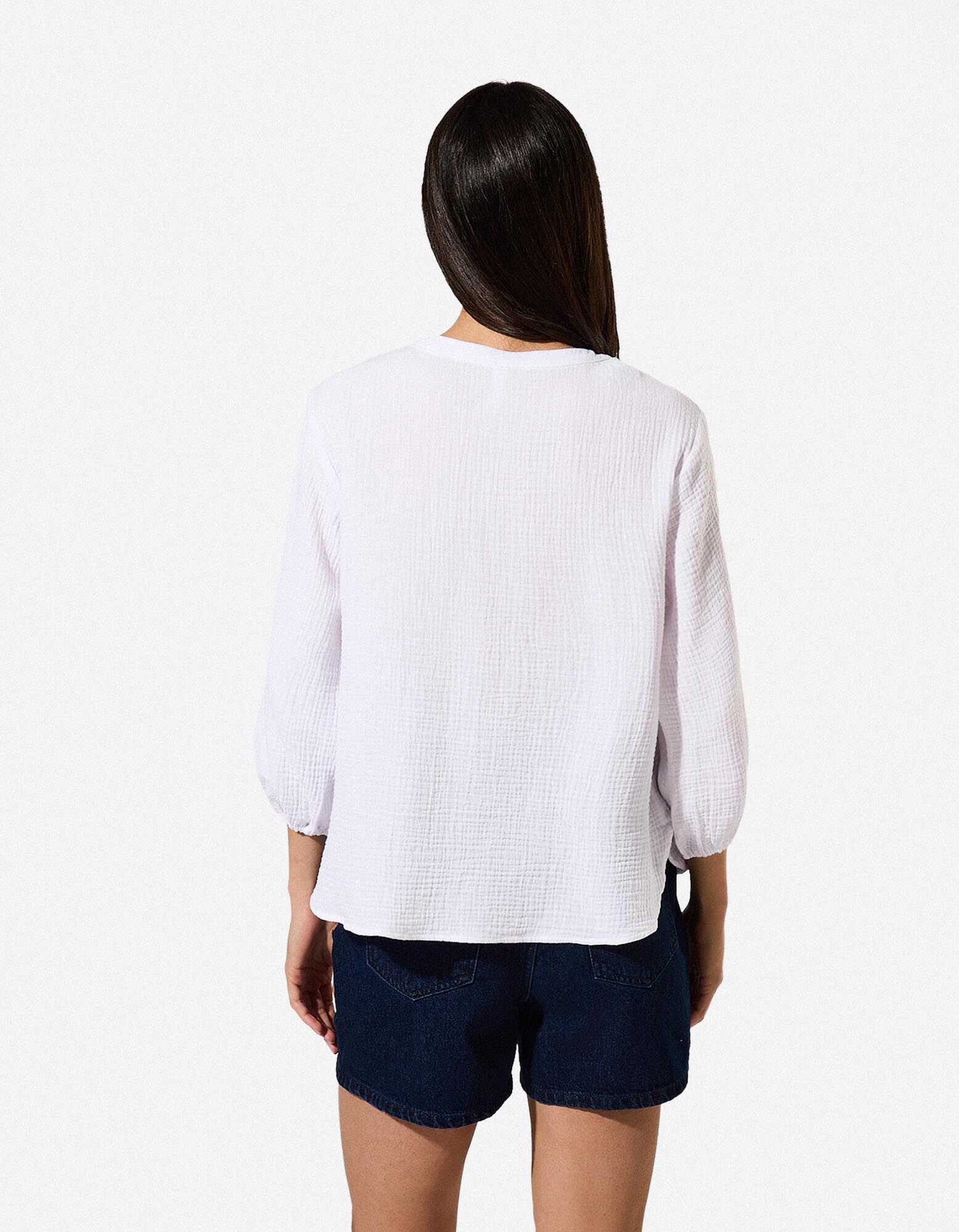 Bluse - Musselin - Wei&szlig;