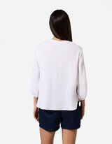 Bluse - Musselin - Wei&szlig;