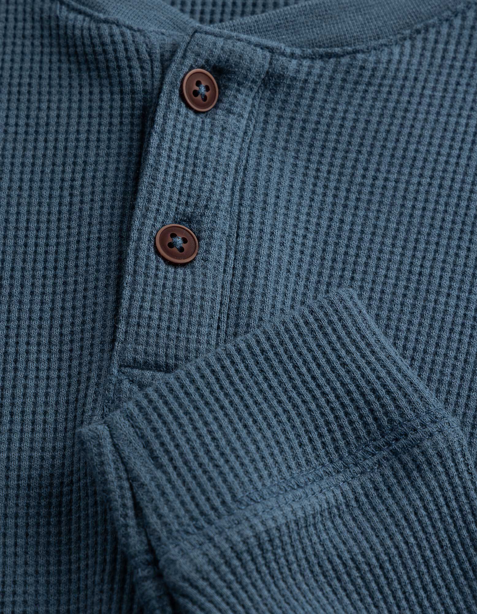 Langarmshirt - Waffelstruktur - blau