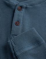 Langarmshirt - Waffelstruktur - blau