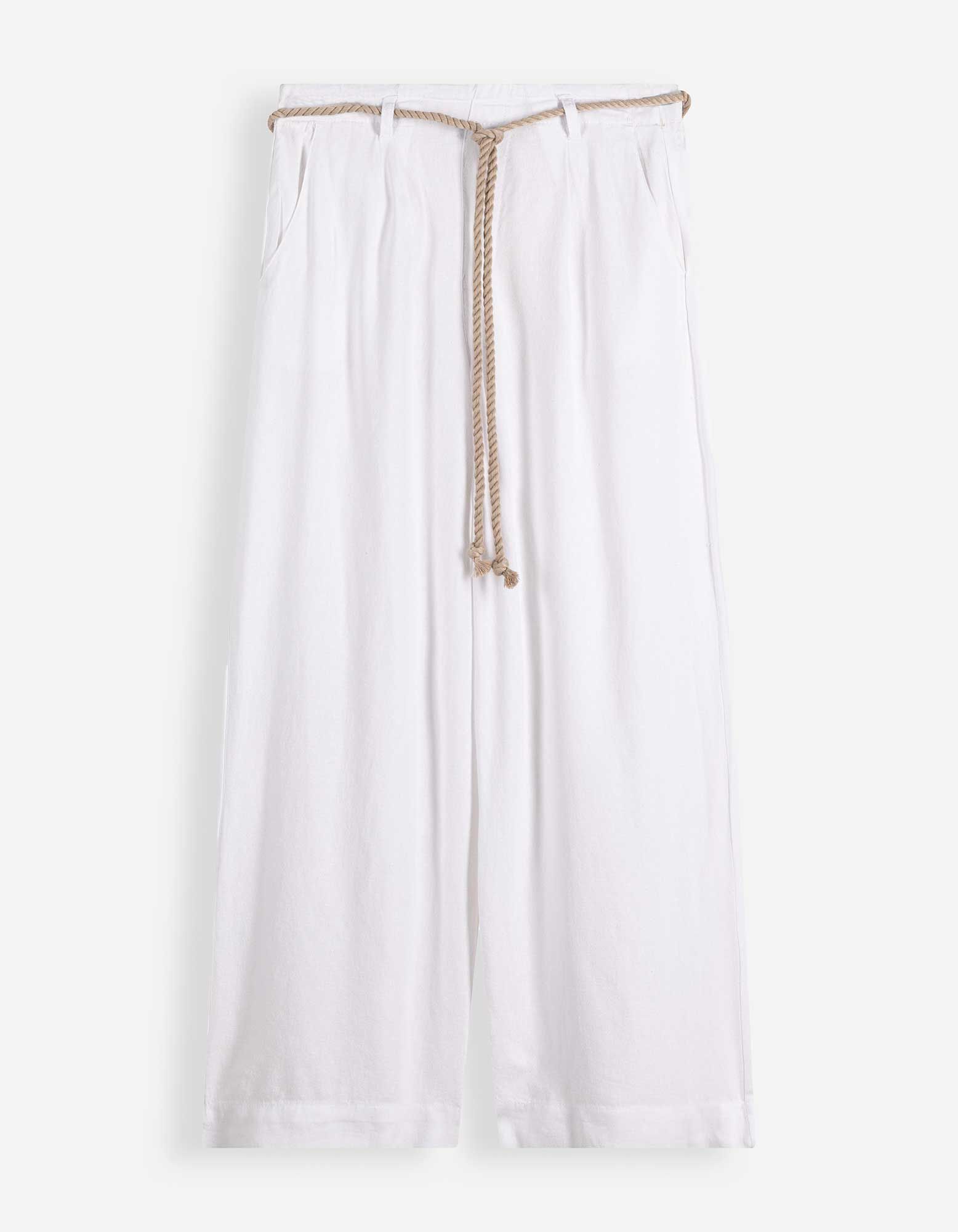 Jupe-culotte - Aspect lin - Blanc cass&eacute;