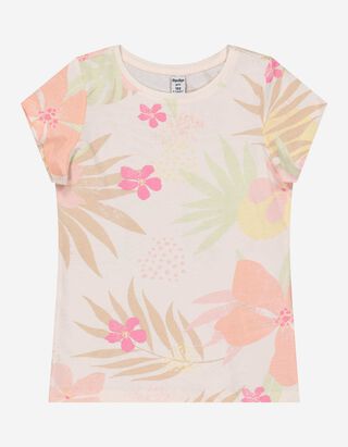 T-shirt - Bloemenmotief - roze