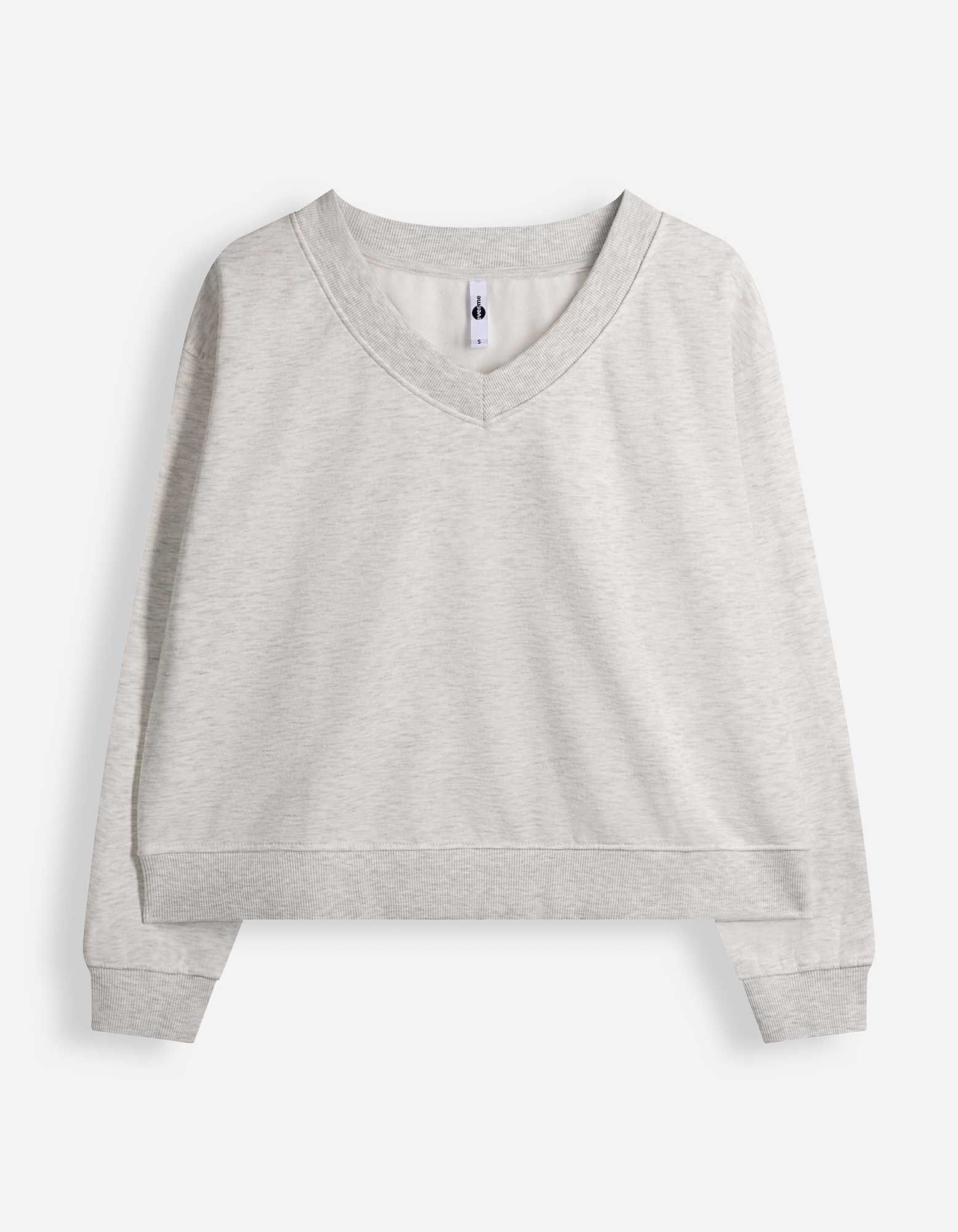 Sweatshirt - V-Ausschnitt - Hellgrau