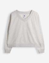 Sweatshirt - V-Ausschnitt - Hellgrau