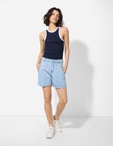 Top - Geribde structuur - donkerblauw