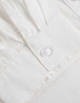 Bluză cu mânecă lungă - Buzunar pentru piept - Alb