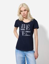 Póló - Csillámos nyomott minta - sotetkek