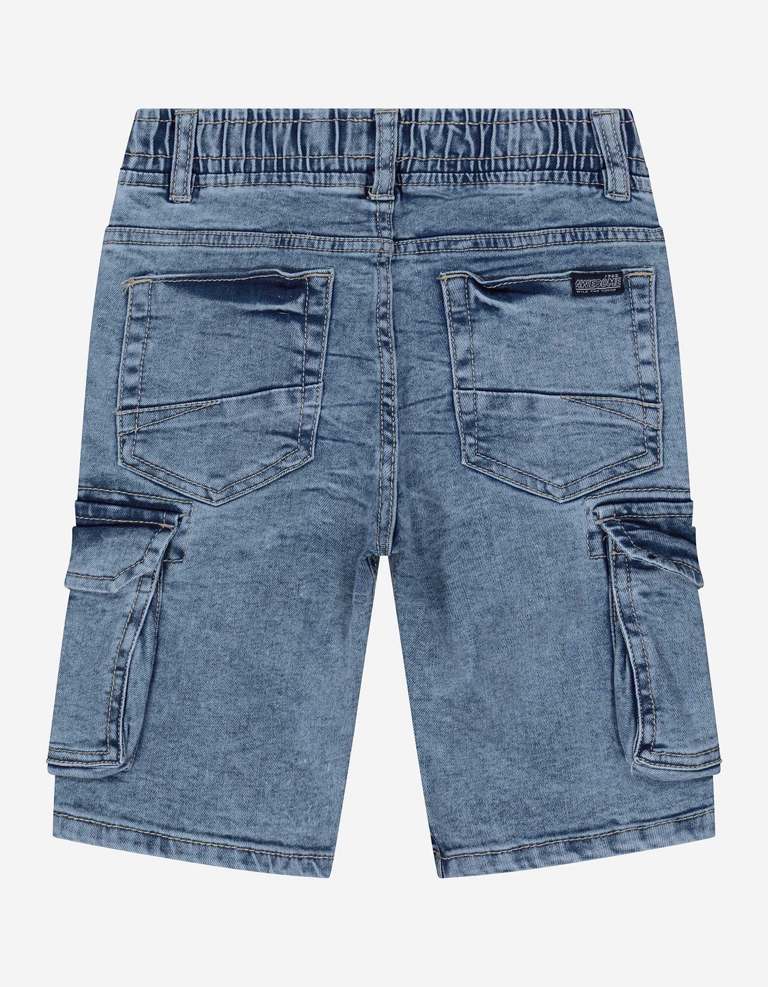 Denim short - Opgestikte zakken