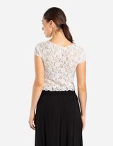 Zkrácené tričko - Krajka - bílá