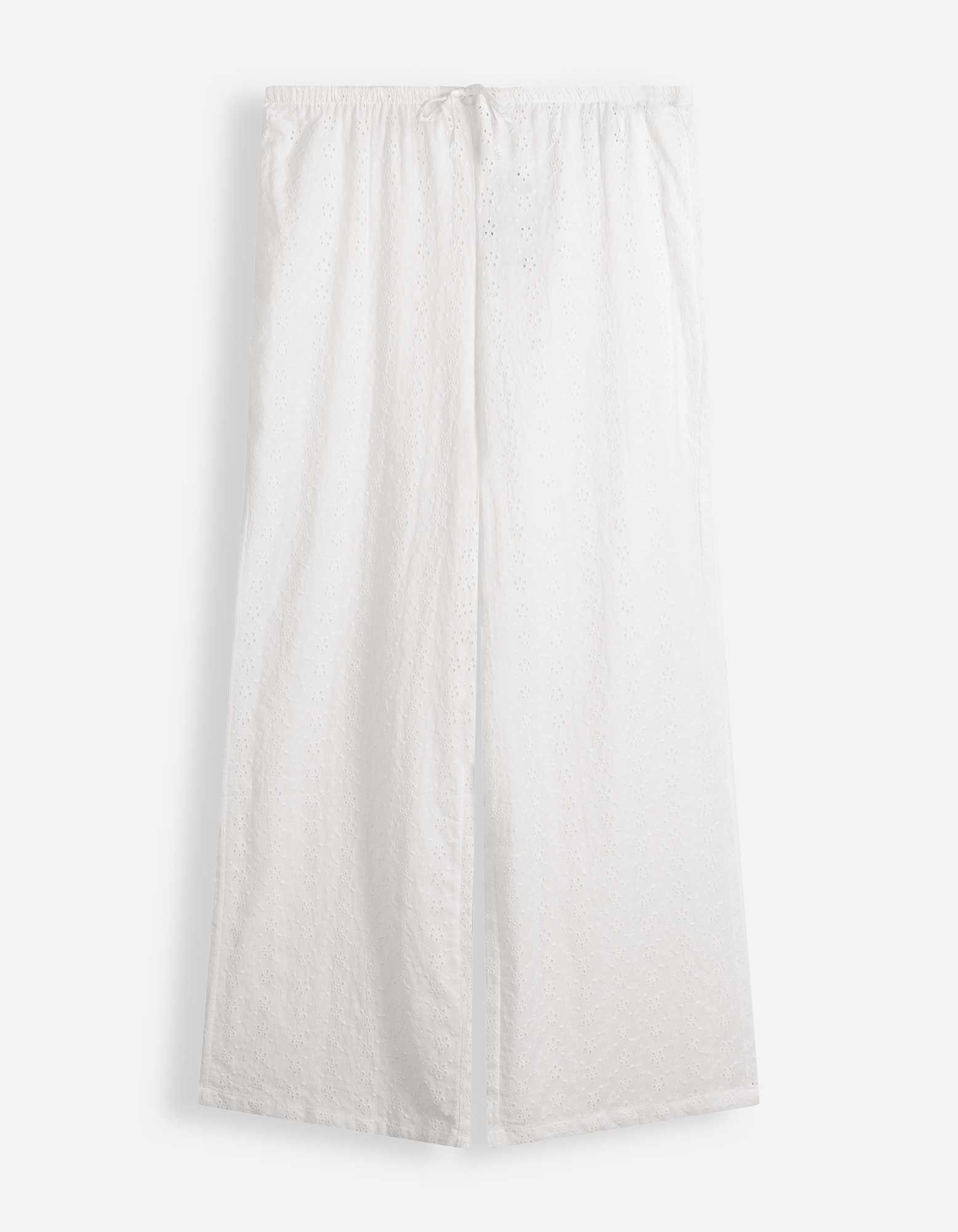 Pyjamahose - Stickerei - Wei&szlig;