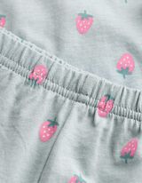 Set pijama alcătuit din bluză și pantaloni scurți - Imprimeu allover - Albastru deschis