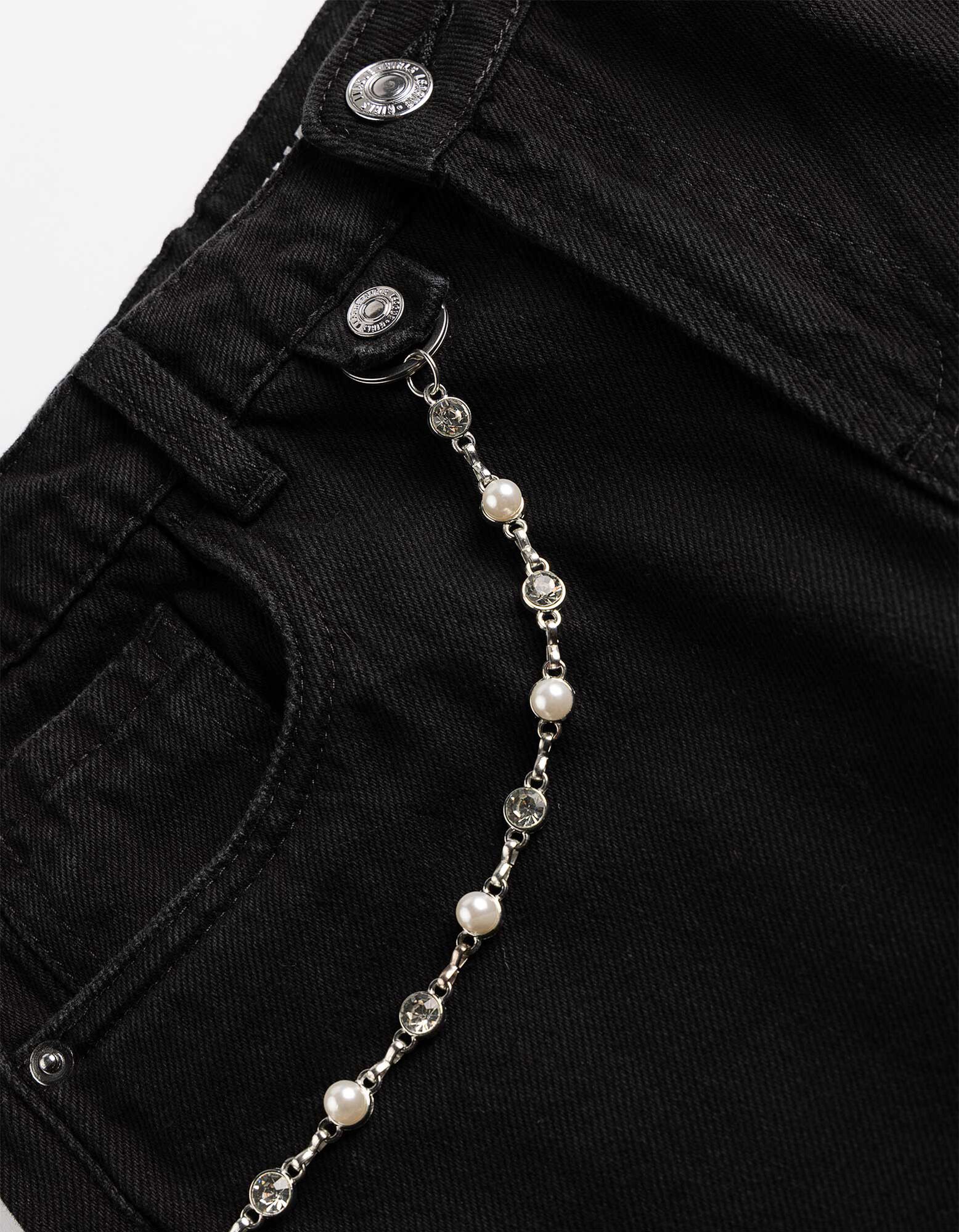 Jeans - Kettingdetail - Zwart