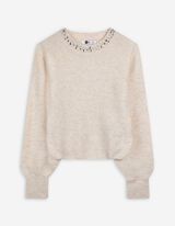 Strickpullover - Ziersteine - weiß