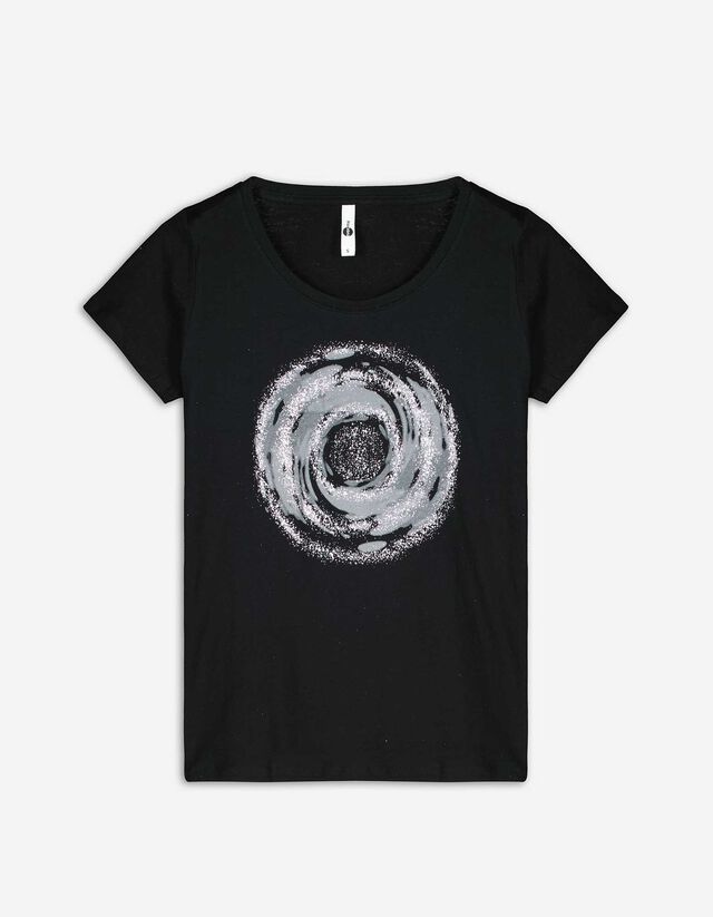 Tricou - Imprimeu sclipici - Negru