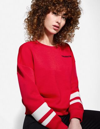 Sweatshirt - Kontrasteins&auml;tze - rot