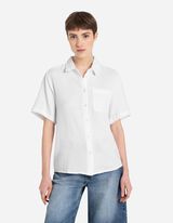 Bluză cu m&acirc;necă lungă - Muselină - Alb