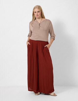 Pullover - V-Ausschnitt - Beige