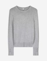 Strickpullover - Zierknöpfe - grau
