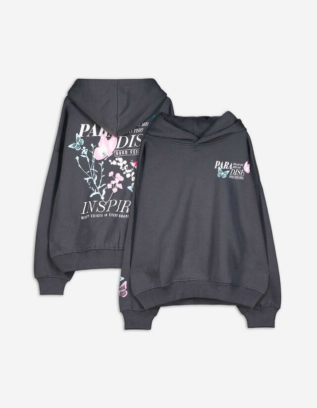 Hoodie - Rückenprint - dunkelgrau