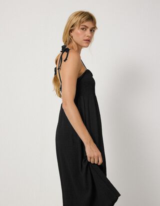 Kleid - Crinkle - Schwarz