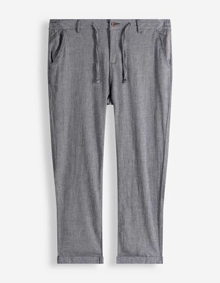 Chinohose - Leinen-Mix - dunkelblau