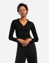 Tričko s dlhým rukávom - Zmes bavlny - cierna