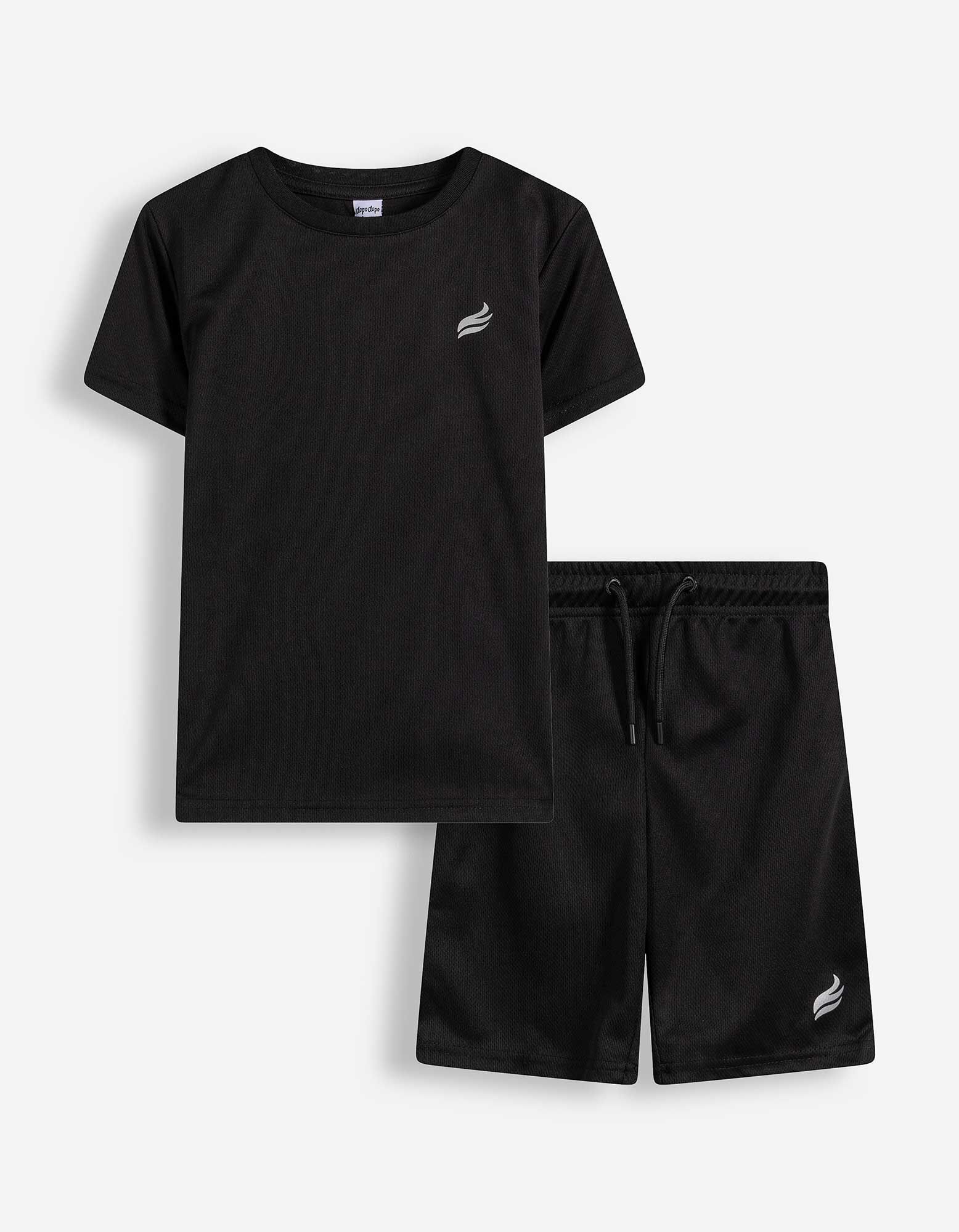 Set aus T-Shirt und Hose - Frontprint - Schwarz