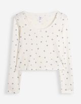 Pyjama Set aus Shirt und Hose - Strukturiertes Material - Off-White