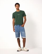 Jeansshorts - Fixierter Beinumschlag - blau