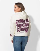 Pulover s kapuco - Tisk na hrbtu - belo