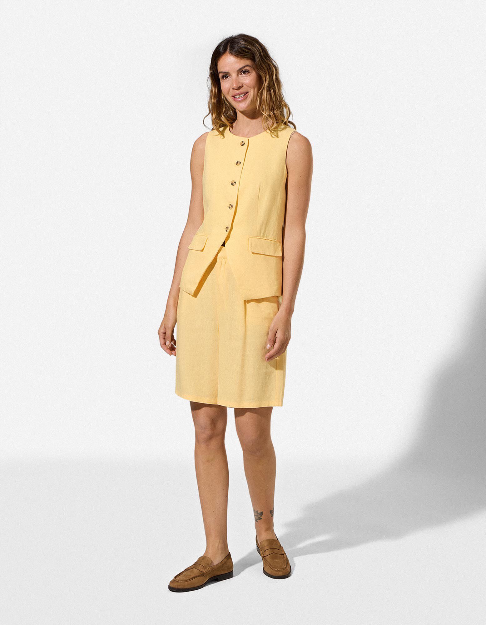 Gilet - Aspect lin - Jaune clair