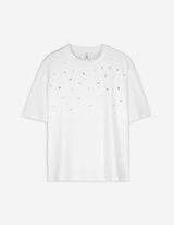 T-shirt - ozdobne kamyki - bialy