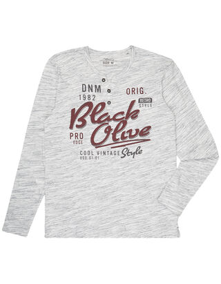 Herren Serafino-Shirt mit Message-Prints 