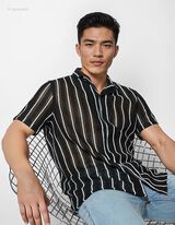 Hemd - Streifen - schwarz