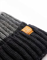 Muts met pompon - Strepen - Zwart