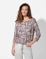 Tričko s dlouhým rukávem - Potisk - béžová