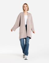 Ilgas kardiganas - Rankovės su užlenkimu - smelio spalvos