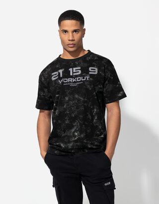 T-Shirt - Allover-Print - schwarz