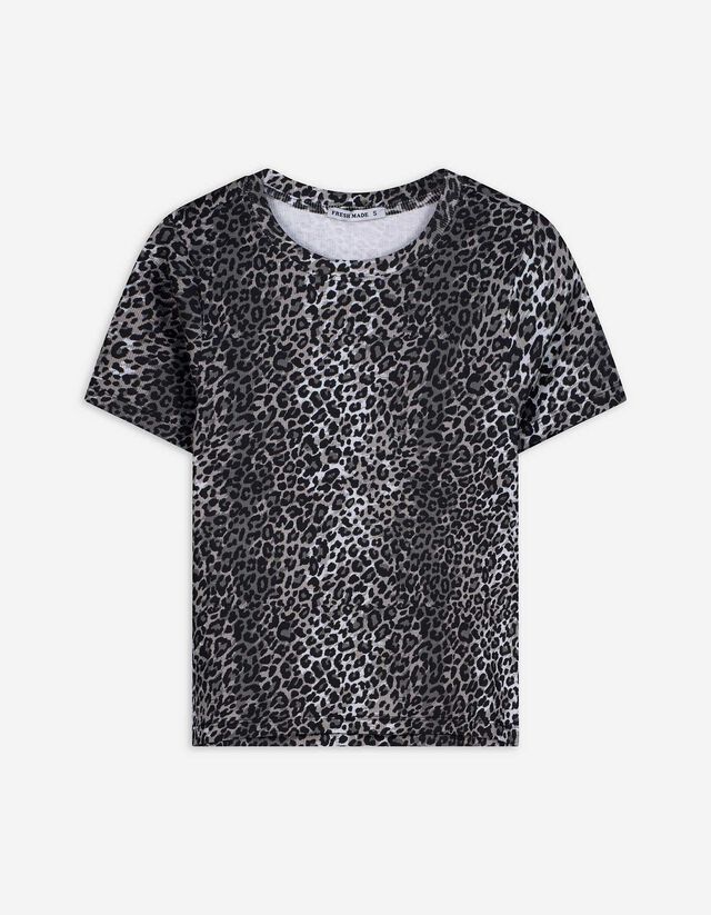 T-Shirt - Leopardenmuster - hellgrau