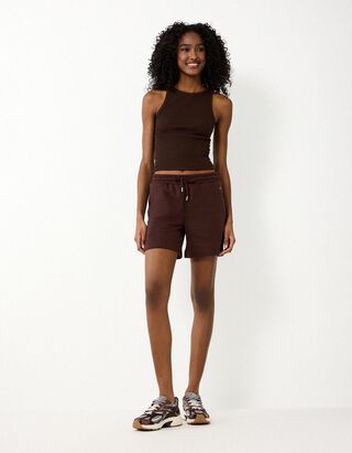 Shorts - Baumwoll-Mix - Dunkelbraun