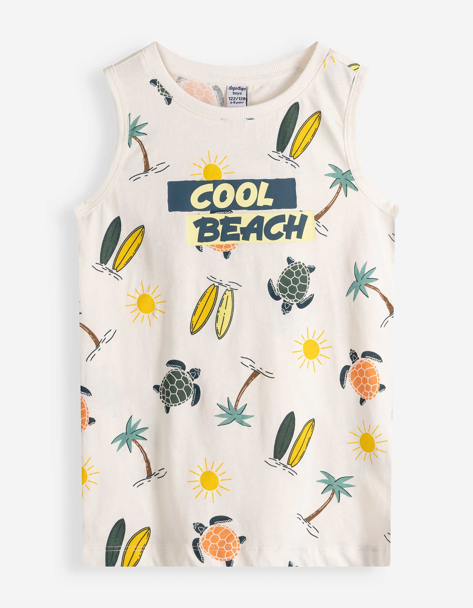 Top sans manches - Imprim&eacute; all-over - Blanc cass&eacute;
