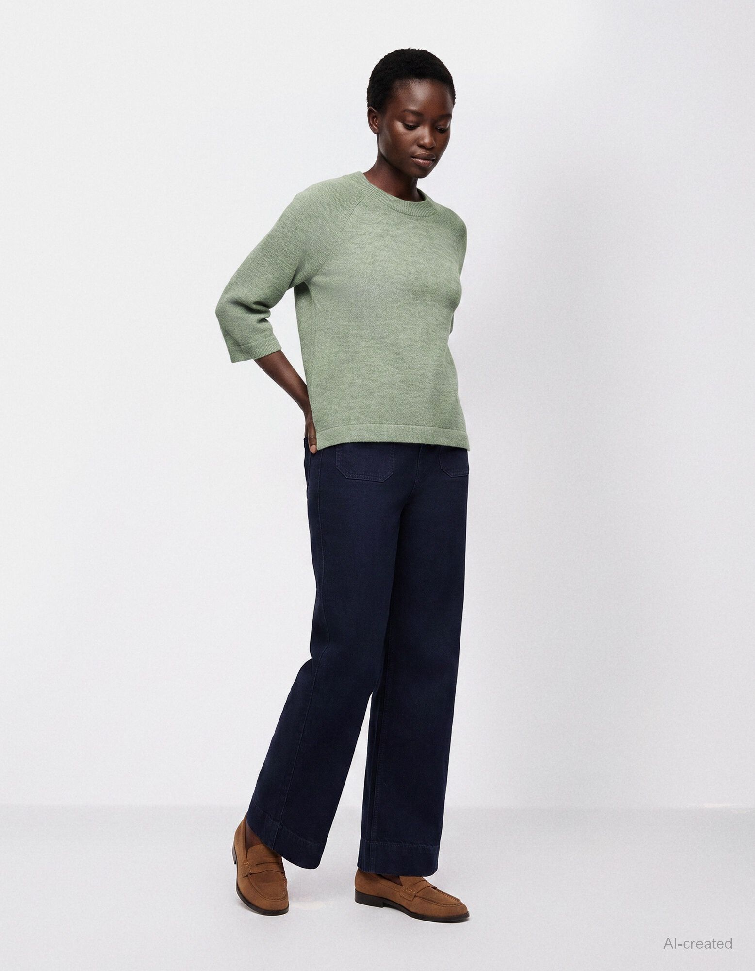 Pullover - Dreiviertel&auml;rmel - Khaki