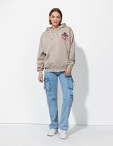 Felpa aperta - Stampa sul retro - beige