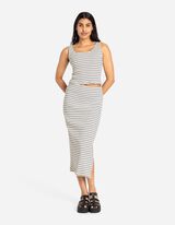 Top cropped - Bluză în dungi - Alb