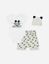Body, pantaloni scurți si căciulă - Mickey Mouse - Verde