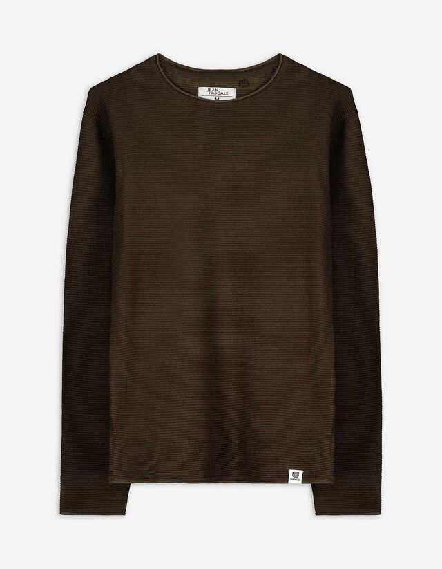 Pull-over - Encolure ronde - Marron foncé