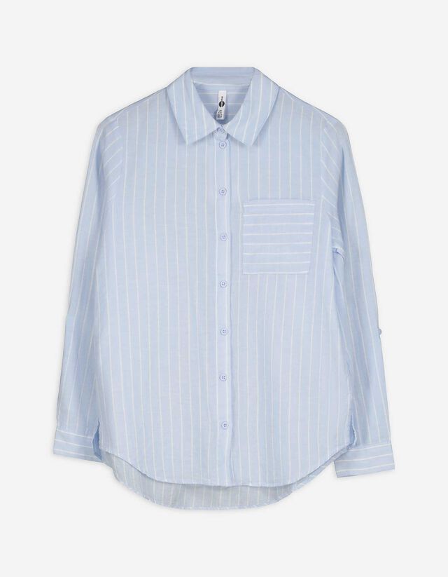 Bluse - Streifen - hellblau