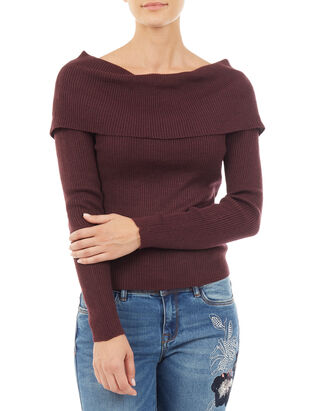 Damen Off-Shoulder-Pullover mit Rippenstruktur