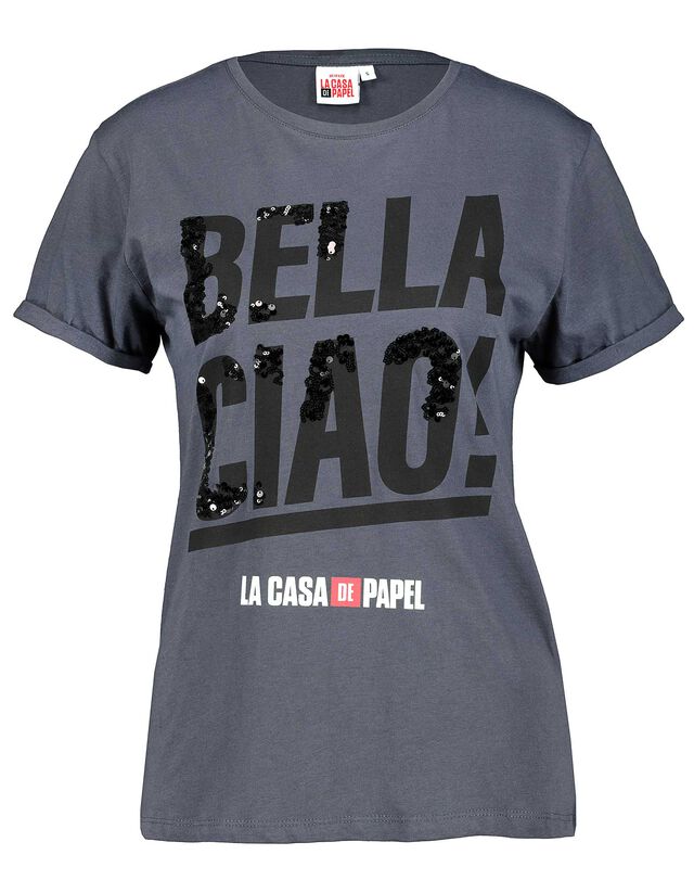 damen t shirt mit haus des geldes print takko fashion